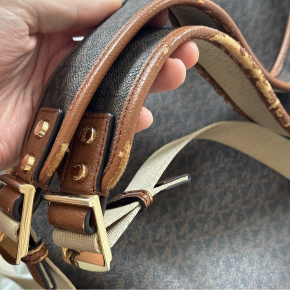 Michael Kors Erin Large Backpack Acorn Trim Brown Signature Logo Print Canvas - Picture 13 of 16